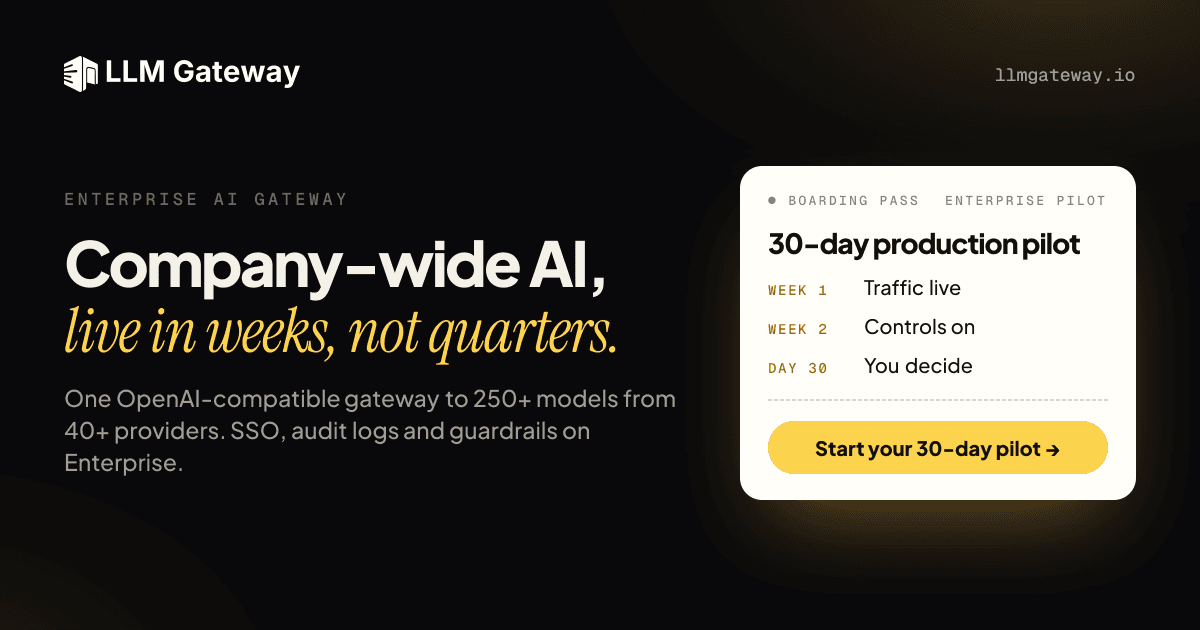 LLM Gateway v1.0 launch featuring multi-provider support and unified API