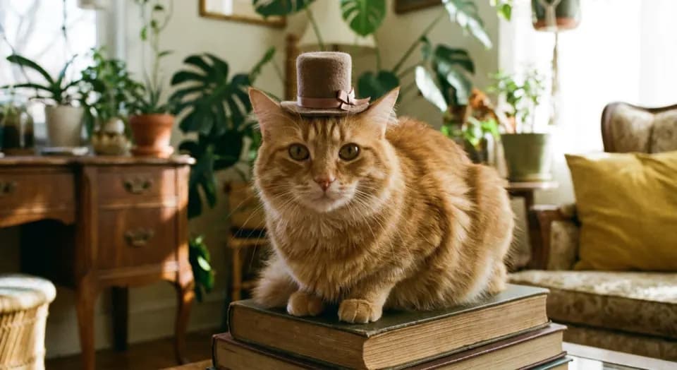 A cute cat wearing a tiny top hat, generated image 3