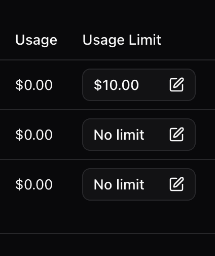 API keys limit dialog